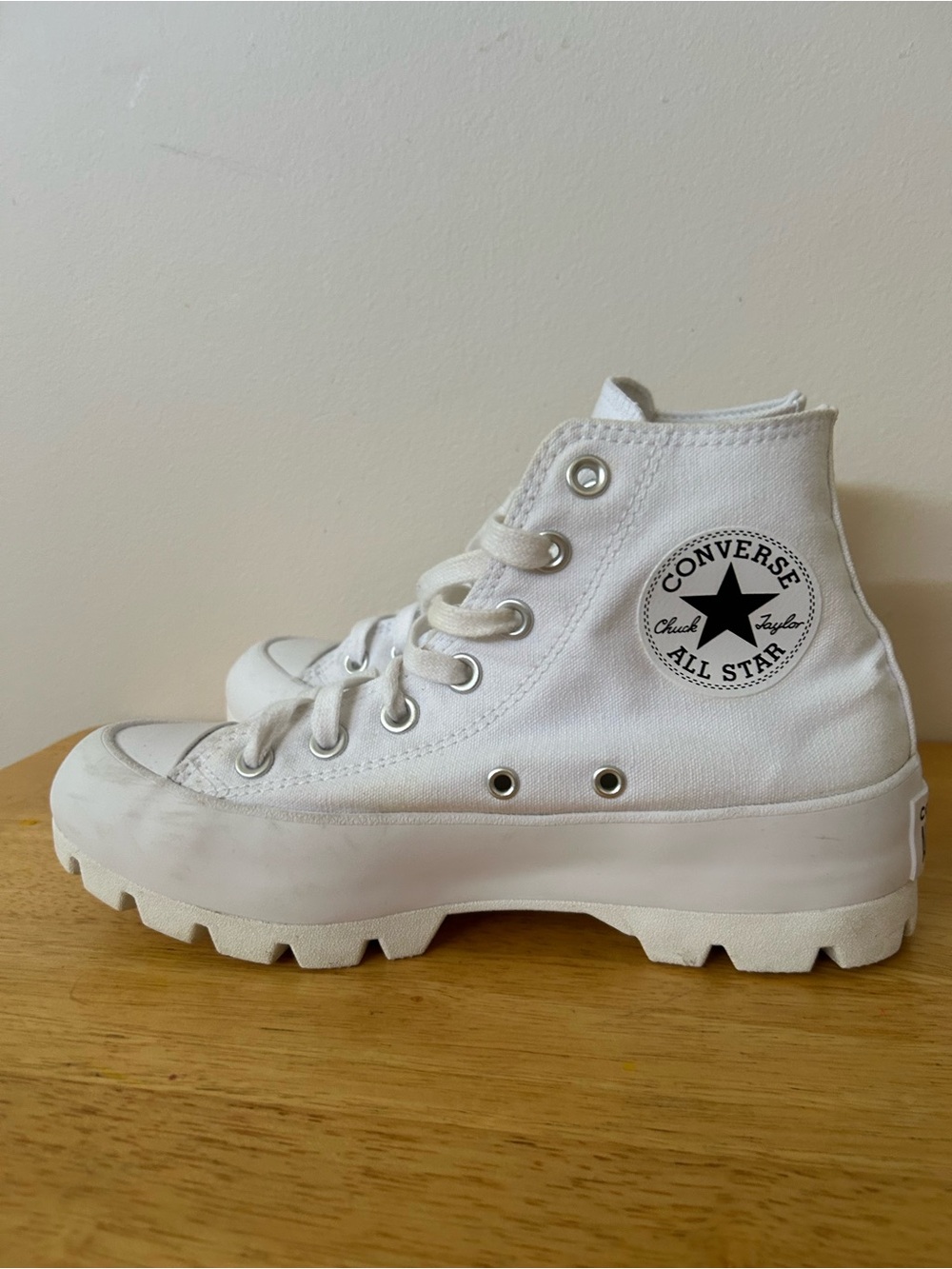 Converse All Star Women White Platform High-Top Sneaker Shoe Size 7